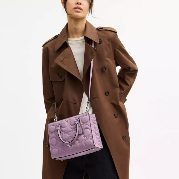 New! Coach Lilac Leather Maggie Small Tote/ Shoulder Bag (Silver/Jasmine) - Picture 7 of 7